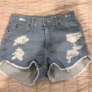 LF Carmar distressed high waisted shorts